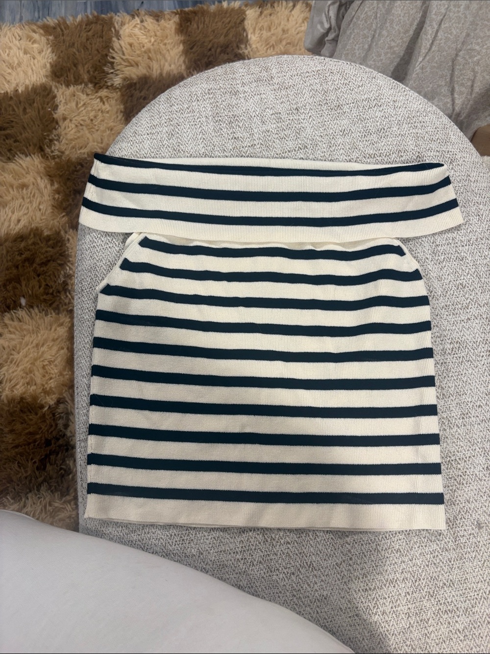 Nwt H&M black and white stripe off shoulder shirt